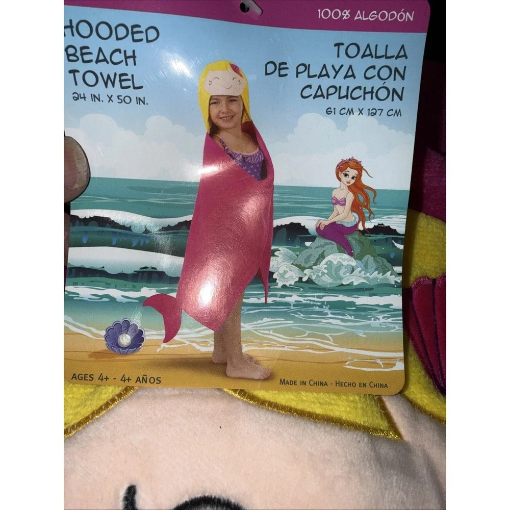 girls hooded beach towel new tags